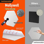 Mollywell Hexagon Acoustic Panels, High Density, Soundproofing, Decorative Noise Reduction Felt Wall Tiles for Ceilings, Home Office & Gaming Room (Moon Gray), 14x12x0.4 Inch