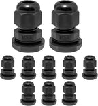 10 Pcs 1/4" NPT Nylon Cable Glands, IP68 Waterproof Adjustable Cord Grip Cable Connector Strain Relief Wire Protectors for 4-6mm Cable Diameter, Black