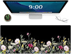 Gaming Mouse Mat Forest Background Pattern XXL XL Large Mouse Mat Long Extended Mouse Pad Desk Mat Non-Slip Rubber Mice Pads Stitched Edges Thin Pad (Floral)