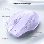 TECKNET Wireless Mouse, 2.4G Ergonomic Optical Mouse, Computer Mouse for Laptop, PC, Computer, Chromebook, Notebook, 6 Buttons, 24 Months Battery Life, 4000 DPI, 6 Adjustment Levels