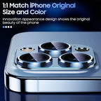 Uyiton for iPhone 13 Pro/iPhone 13 Pro Max Camera Lens Protector, [Strong Adsorption] [Drop Protection] Metal Ring Tempered Glass Rear Camera Screen Cover - Blue