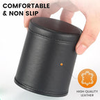 5 Pack PU Leather Dice Cups Velvet Felt-Lined Shaker Cups with 30 Dot Dice for Bar Party Yahtzee Farkle Dice Games