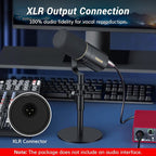TONOR Dynamic Microphone, XLR Microphone for Podcast, Recording, Streaming, Gaming, Content Creating, XLR Cardioid Computer Mic, Audio Interface Needed, Mic with Desktop Stand, TD520X