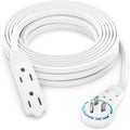 Maximm Cable 20 Ft 360° Rotating Flat Plug Extension Cord, 16/3 AWG Multi 3 Outlet 3-Prong Grounded Wire- White - UL Certified