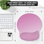 ITNRSIIET Ergonomic Mouse Pad with Wider Memory Foam Wrist Rest +17%, Curved Cushion Reduces Pressure 20%, Pain Relief, Non-Slip, Smooth, Cute Color Desk Accessory, 9.85 x 9 inch, Soft Pink Gradient