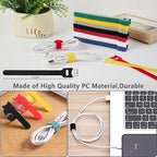 ELII 300PCS Cable Management Kit,4 Cable Sleeve 35 Cable Clips with 11Cord Holders,20 Roll Cable Organizer Straps and 200 Fastening Cable Ties,20 Cable Zip Tie Mounts for Computer TV Under Desk