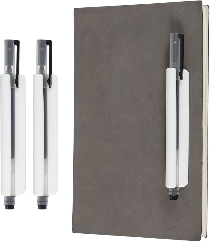 PATIKIL 2 Pcs Adhesive Pencil Holders, 105mm Long Universal Pencil Clip Silicone Pen Holder Office Pen Organizer for Desk Wall Clipboard Notebook Tablet Case Stylus, White