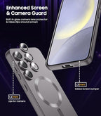Magnetic for Samsung Galaxy S24 Plus Case [Compatible with MagSafe][Built-in Camera Lens Protector] Slim Soft Silicone Bumper Shockproof Metallic Luster Phone Case (Gray)