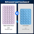 2PACK Silicone Double Sided Suction Phone Case Mount, Detachable Hands Free & Strong Grip Holder for Selfies & Videos, Compatible iPhone Android (Violet, 2Pack 40 Suction Cups)