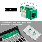 iwillink 10Gbps Cat6 Keystone Jack, RJ45 Keystone Jack 25-Pack and Keystone Punch-Down Stand, UTP Modular Ethernet Jack Insert 90-Degree, Punch Down Keystone Jack Adapter, Green