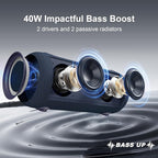 Passau Portable Bluetooth Speakers 40W Peak Loud Stereo Sound, Passive Radiators-Deep Bass, All Day Playtime, Adjustable Strap, BT5.3, IPX5 Wireless Speaker RGB Lights for Indoor Outdoor-Blue