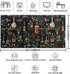Black Aesthetics Desk Mat Mouse Pad Large Gaming Mouse Pad Desk Pad Mousepad, Mystical Green Plant Computer Laptop Keyboard and Mouse Mat, Desktop Protector Mat for Women Girl Office 31.5x15.8 in