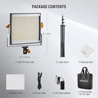 Neewer 2 Pack Dimmable Bi Color 480 LED Video Light Kit with Two 75" Tripod Stands/U Bracket, 3200K-5600K CRI96+ LED Panel Light for YouTube Recording Studio Photography Streaming Key Lighting