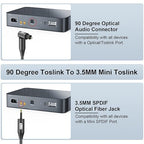 EMK Premium 90° Toslink to Mini Toslink Cable (3Ft/1M) - Right Angle Optical to 3.5mm Digital Optic Audio Cable for Soundbars, Home Theater - SPDIF Compatible, Black