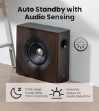 Edifier T5s Powered Active Subwoofer with 70W RMS, 8" Long-Throw Woofer, Deep Bass (35Hz) Speaker, Built-in Amp, Low Distortion, Phase Selector & Energy-Efficient for Home & Studio Audio, Brown