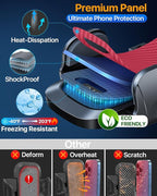 HTU 2025 Best Car Phone Holder 【Ultimate 5-in-1 & Upgraded 100+LBS Strongest Suction】【True Military-Grade & Safety Cert】 360° Windshield Dashboard Vent Mount Stand for iPhone Android & Truck, Red