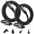 Elecan Optical Audio Cable 12 Ft/2 Pack Digital Audio Toslink Cable Cord-Fiber Optic-Gold Plated-Flexiable&Durable-for Home Theater,Sound Bar,PS4& Xbox-with Right Angled+Mini Toslink Adapters+Ties