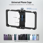 NEEWER Upgraded Phone Rig Vlogging Kit, Video Stabilizer with Dual Handle, Wireless Mic Clip Slot for Tiktok/YouTube, Compatible with SmallRig iPhone 16 15 14 Pro Max Plus 13 Galaxy S23, PA009