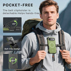 M MYBAT PRO for iPhone Air Case with Belt Clip Holster,[Compatible with Magsafe] w/Screen Protector,Anti-Drop,Shockproof,w 360°Rotating Kickstand,Heavy Duty Protection (Army Green)