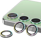 for Samsung Galaxy S24 FE Camera Lens Protector, Individual Metal Ring Tempered Glass Lens Cover, [Strong Adsorption] Scratch Resistant Ultra-Thin HD Clear Lens Cover, 1 Set-Colorful Sparkly