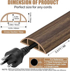 Floor Cord Cover Self Adhesive Cord Hider,3.3FT Cable Management, Extension Strip Protector for Wires, Prevent Cable Trips for Offices, Gyms, Exhibitions Cavity:0.51"(W) x 0.3"(H) Wood Walnut