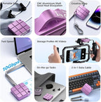 MAIWO 512GB Portable SSD External Solid State Drive, USB 3.2 GEN 2 Type-C Up to 1050MB/s, Mini PSSD for iPhone 15 Pro Max MacBook Pro PS5, Aluminum (Pinkish Purple)