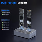 M.2 NVME/SATA Duplicator, Coolpie CR121 Dual-Bay Offline Clone M.2 NVME/SATA Docking Station, USB3.2 Gen2*2 20Gbps M.2 Cloner for SSD Size 2230/2242/2260/2280/22110
