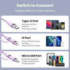 100W USB C Multi Charging Cable, USAMS 6.6FT 5-in-1 5A Fast Sync Charger Adapter Nylon Braided Type-C Cable for Laptop/Tablet/Phone and More
