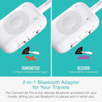 MEE audio Connect Air Pro (2 PACK) Bluetooth Wireless Audio Transmitter & Receiver for AirPods or Bluetooth Headphones, 2-in-1 Adapter with Detachable Cable for 3.5mm devices on Airplanes, Black&White