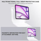 ONLY fit for 2024 M4 iPad Pro 11 inch Case with Keyboard Detachable Magic Keyboard Trackpad, 360 Rotating Cover with Pencil Holder Multi Angle Stand, 12 Shortcut Key, 7 Color Backlit, White