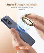 GVIEWIN Magnetic Phone Ring Holder, Compatible with MagSafe Phone Grip with Adjustable Stand, Magnet Phone Ring Kickstand for iPhone 16 Pro Max/Plus/15/14/13/12 Series/Other Phones (Polar Cloud)