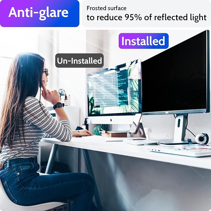 Computer Privacy Screen 34 Inch for 21:9 Curved Monitor, Removable 34inch Anti Blue Light Anti Glare Monitor Privacy Filter Shield