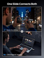 MOVE SPEED 256GB Solid State Drives with Dual Ports & Push-Pull Design — 560MB/s Read Speed, Type C + USB 3.2 Drive Portable ssd for iPhone 15/16/Android/Mac
