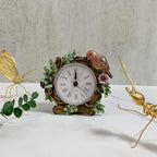 Decorative Mini Table Clock, Vintage Metal Silent Analog Quartz Battery Operated Table Top Clock for Living Room Decor Shelf