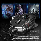 EWEADN G5 Wired Gaming Mouse, Ergonomic RGB Computer Mouse, 12800 Adjustable DPI, 9 Programmable Macro Buttons with Rapid Fire Key Compatible for PC/Laptop/Windows-Black&White