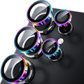 WSKEN for Samsung Galaxy S25 Ultra Camera Lens Protector - Ultra Thin Case Friendly, 9H Shatterproof Tempered Glass with Aluminum Metal Circle Camera Screen Protector Cover Accessories, Colorful