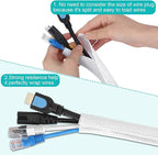 20ft - 1/2 inch White Cable Sleeve, Cable Organizer for Desk PC TV Computer, Wire Protector Cable Wrap Cover, Cord Management for Home Office