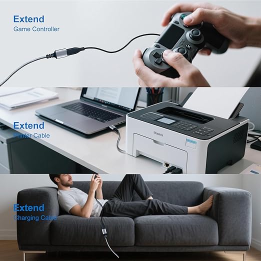 Tan QY USB 3.0 Extension Cable 1Ft, USB 3.0 High Speed Extender Cord Type A Male to A Female for PlayStation, Xbox, USB Flash Drive, Hard Drive, Card Reader,Scanner,Printer,Keyboard (Silver, 1Ft)