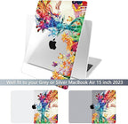 Batianda Premium Case for New MacBook Air 15 inch 2025 M4 2024 2023 with M3 M2 Chip Model A3114 A2941, Designed Protective Plastic Hardshell & Keyboard Cover & Screen Protector, Colorful Deer