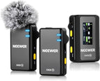 NEEWER CM28 Wireless Lavalier Microphone System, 1 Click Noise Canceling, 4GB Storage for 9Hrs of 48KHz 16 Bit Uncompressed Audio, Lapel Mic Compatible with iPhone/Android/PC/Camera/iPad