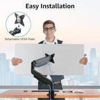 MOUNTUP Single Monitor Mount fits 22''-43'' Ultrawide Screen, Holds 6.6-33lbs, Computer Monitor Arm Desk Mount, Heavy Duty Gas Spring Monitor Stand for Flat/Curved Screen, with C-clamp/Grommet Base