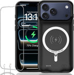 Battery Case for iPhone 17 Pro Max, Upgraded 12000mAh Rechargeable Portable Extended Battery Pack Supported Qi Wireless Charging Case Compatible with iPhone 17 Pro Max (6.9 inch) Charger Cover (Black)