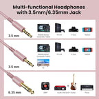 OneOdio Wired Over Ear Headphones Studio Monitor & Mixing DJ Stereo Headsets with 50mm Neodymium Drivers and 1/4 to 3.5mm Jack for AMP Computer Recording Podcast Keyboard Guitar Laptop - Pink
