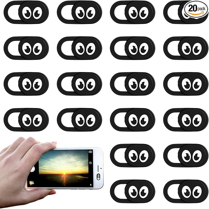20 Pcs Webcam Cover Slide, 0.023 Inch Ultra Thin Universal Laptop Camera Cover Slide Webcam Covers Cameras Blocker Slider Camera Cap for Laptop, Computer, Great for Privacy