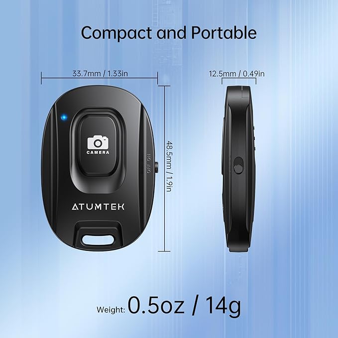 ATUMTEK Camera Remote Shutter for iPhone and Android Smartphones (2 Pack), Wireless Phone Remote Control Selfie Button for Photos and Videos (Bluetooth 5.2), Wrist Strap Included, Black & White