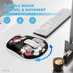 Mouse Pad with Wrist Rest, Ergonomic Mousepads with Wrist Support, Soft Lycra Fabric Memory Foam Office Desk Accessories for Comfort/Pain Relief/PC Gaming/Computer/Laptop (Black Peony)