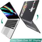 May Chen Compatible with MacBook Pro 13 inch Case 2022 2021 2020 Release Models A2338 M2 M1 A2251 A2289, Plastic Hard Shell Case Keyboard Cover for Mac Pro 13" with Touch Bar, Black Smile Giraffe