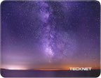 TECKNET Mouse Pad with Anti-fray Stitching, Waterproof Surface & Non-Slip Rubber Base with Stitched Edges Gaming Mouse Mat for Laptop，Compatible with Laser and Optical Mice- Dark Purple Galaxy