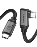 Silkland USB C Monitor Display Cable Right Angle 10FT/3M [5K/4K@60Hz 8K@30Hz], 90 Degree USB C 3.2 Gen 2x2 Video Cable, 20Gbps Data Transfer, 240W Fast PD Compatible for MacBook, iPad, iPhone 16