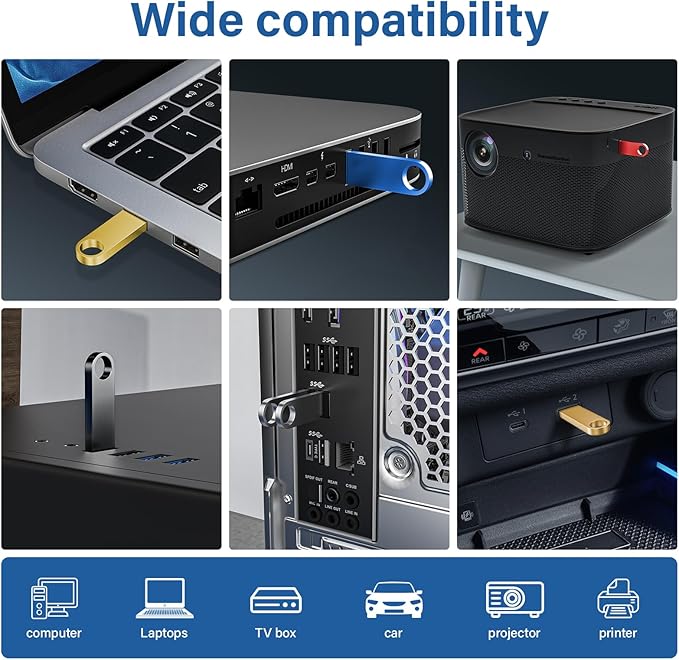 5 Pack 4GB USB Flash Drive with Keychains, Wooolken Sleek Metal USB 2.0 Thumb Drives Memory Stick for PC Laptop Computer